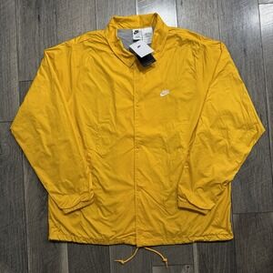 NWT Nike Club Sportswear Coaches Jacket Windbreaker Lined Yellow Mens Sz L Tall